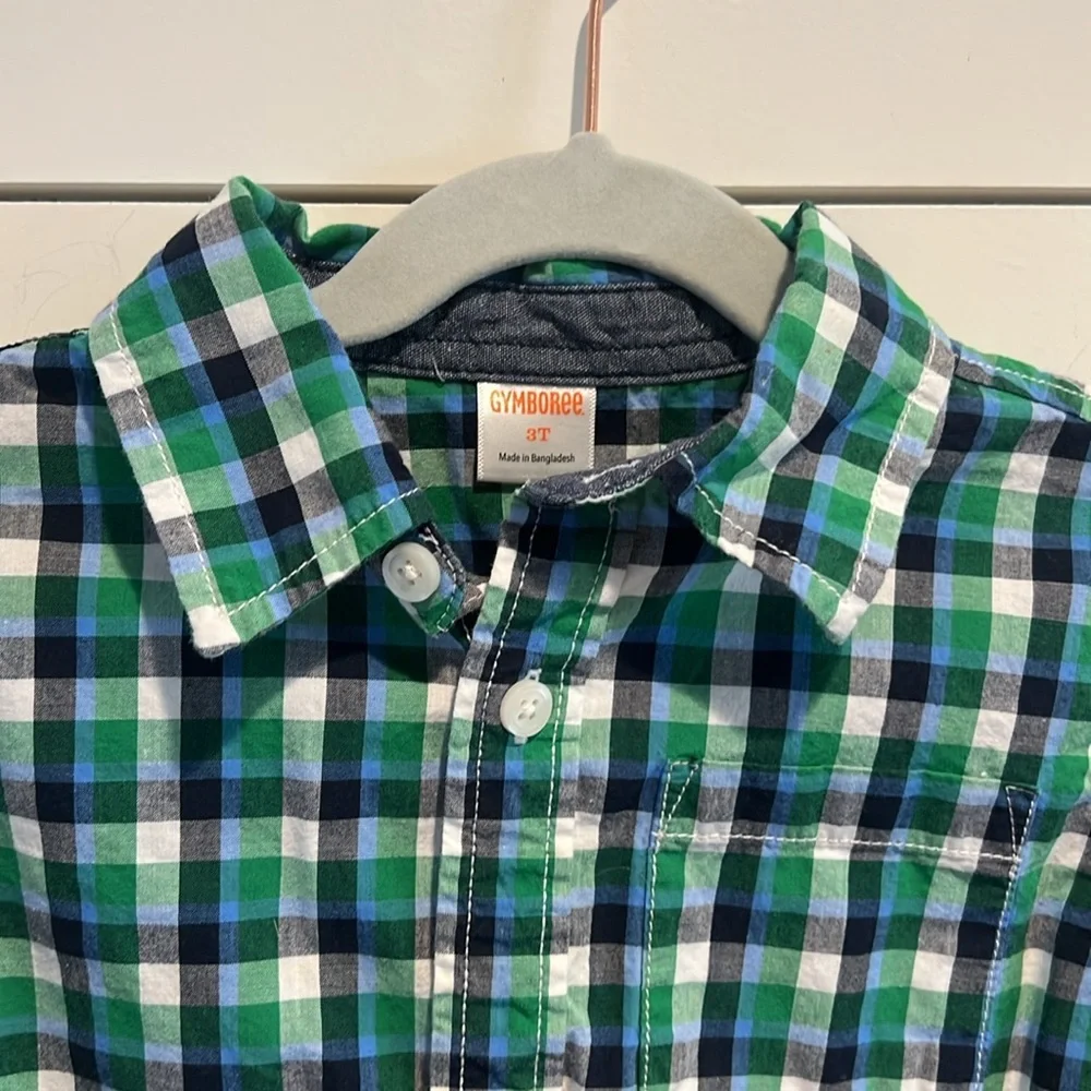 GYMBOREE boys dress shirt in Green and Blue checkered button down